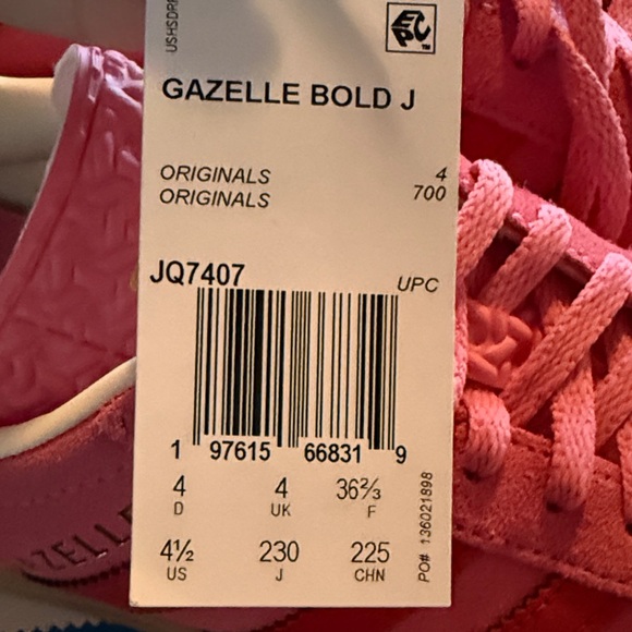 adidas Gazelle Bold Pink Platform Sneakers Size 4.5y 6w - Picture 8 of 8